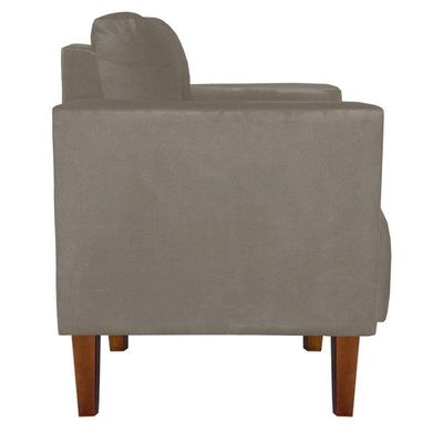 Kit 02 Poltronas Lívia Suede Marrom Rato Pés Chanfrado