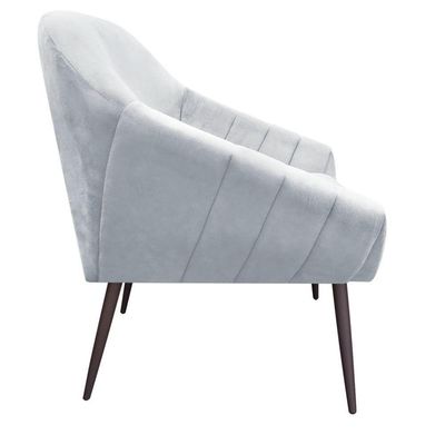Kit 02 Poltronas Giovana Suede Cinza Pés Palito Ferro Drossi