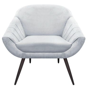 Kit 02 Poltronas Giovana Suede Cinza Pés Palito Ferro Drossi
