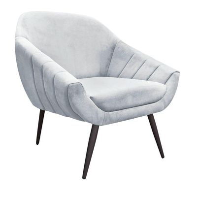 Kit 02 Poltronas Giovana Suede Cinza Pés Palito Ferro Drossi