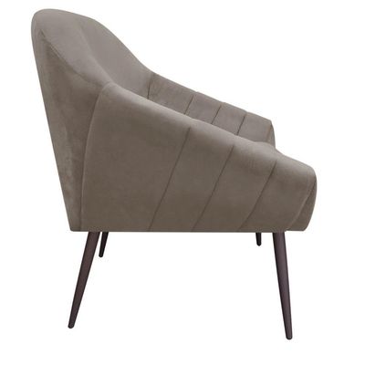 Kit 02 Poltronas Giovana Suede Marrom Rato Pés Palito Ferro