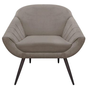 Kit 02 Poltronas Giovana Suede Marrom Rato Pés Palito Ferro