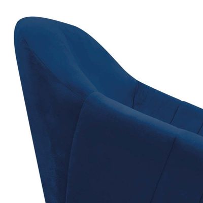 Poltrona Giratória Giovana Suede Base Madeira Drossi azul Marinho