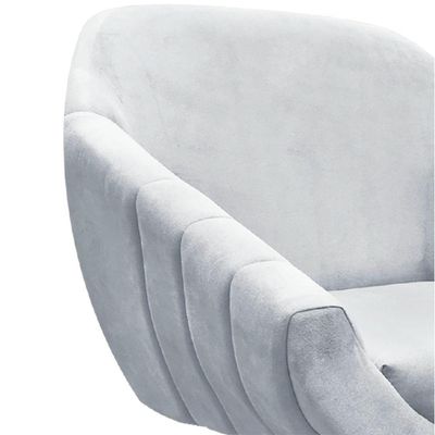 Poltrona Giratória Giovana Suede Base Madeira Drossi cinza