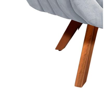 Poltrona Giratória Giovana Suede Base Madeira Drossi cinza