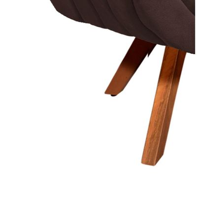 Poltrona Giratória Giovana Suede Base Madeira Drossi marrom