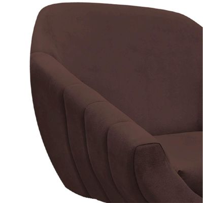 Poltrona Giratória Giovana Suede Base Madeira Drossi marrom