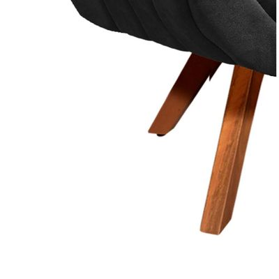 Poltrona Giratória Giovana Suede Base Madeira Drossi preto