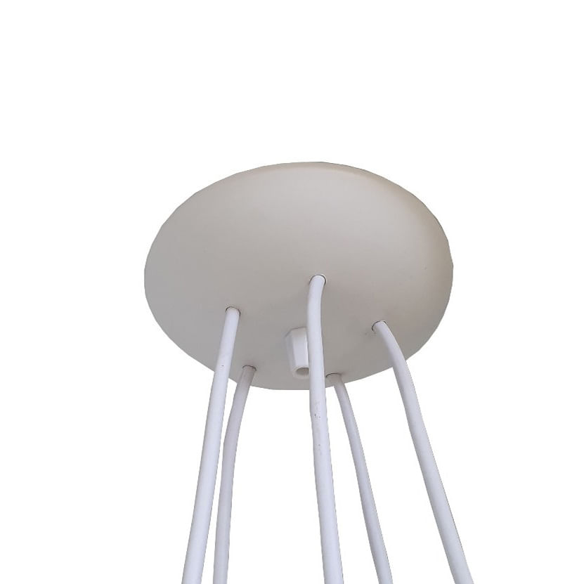 Lustre Pendente Luminária Cacho Paris Branca E Cinza Bivolt