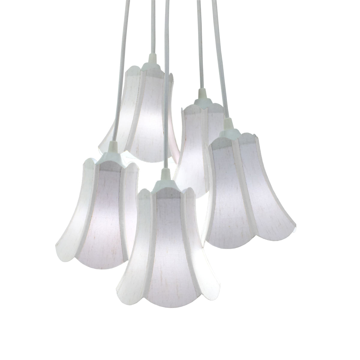 Lustre Pendente Luminária Cacho Paris Branca E Cinza Bivolt
