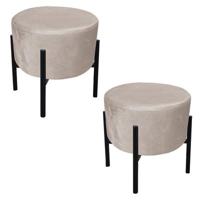 Kit 02 Puffs Iron Suede Bege Base Palito D´rossi
