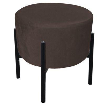 Kit 02 Puffs Iron Suede Marrom Base Palito D´rossi