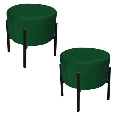 Kit 02 Puffs Iron Suede Verde Base Palito D´rossi