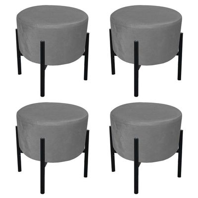 Kit 04 Puffs Iron Suede Grafite Base Palito D´rossi