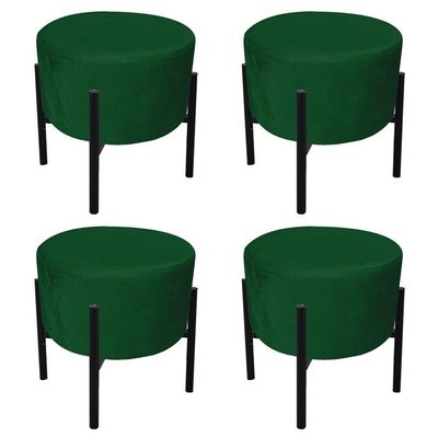 Kit 04 Puffs Iron Suede Verde Base Palito D´rossi