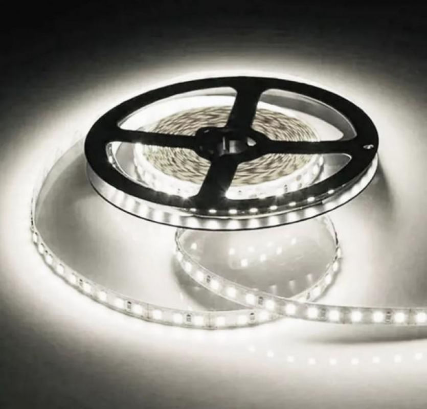 Kit Fita Led 5050 Leds 5M Ip65 Branco Frio + Fonte 3A
