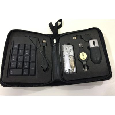 Mini Kit Usb Viagem Mouse Teclado Num Hub 4 Portas Cabo Rede