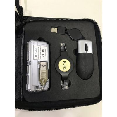 Mini Kit Usb Viagem Mouse Teclado Num Hub 4 Portas Cabo Rede