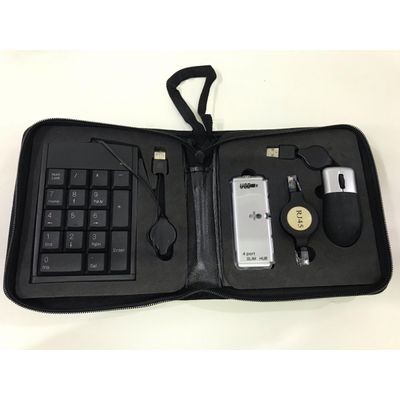 Mini Kit Usb Viagem Mouse Teclado Num Hub 4 Portas Cabo Rede
