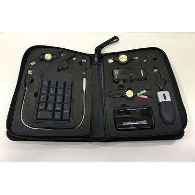 Kit Usb Viagem Mouse Teclado Num Hub Leitor Cartão Luminária