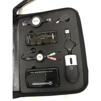 Kit Usb Viagem Mouse Teclado Num Hub Leitor Cartão Luminária