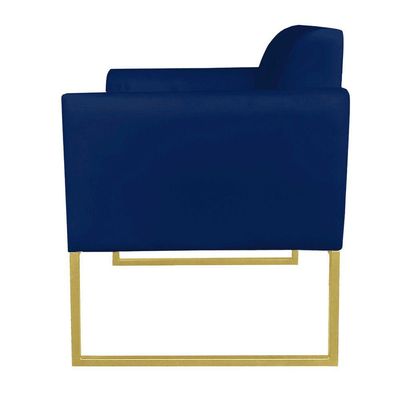 Kit 1 Namoradeira E 1 Poltrona Marisa Suede Azul Marinho