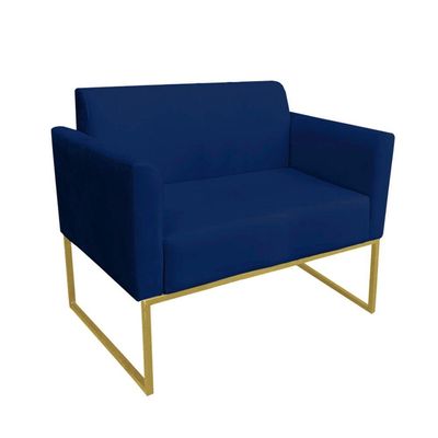 Kit 1 Namoradeira E 1 Poltrona Marisa Suede Azul Marinho