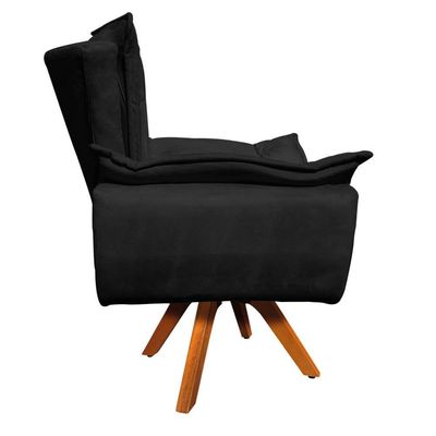 Kit 1 Namoradeira e 1 Poltrona Giratória Opala Suede Preto