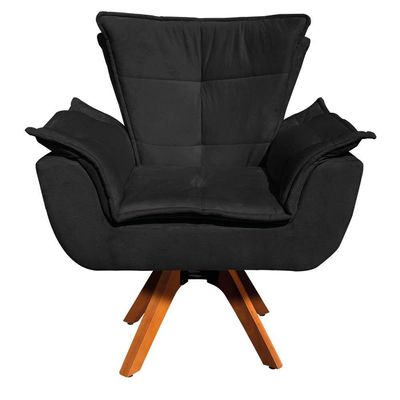Kit 1 Namoradeira e 1 Poltrona Giratória Opala Suede Preto