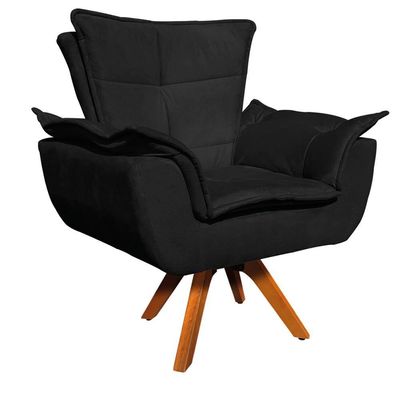 Kit 1 Namoradeira e 1 Poltrona Giratória Opala Suede Preto