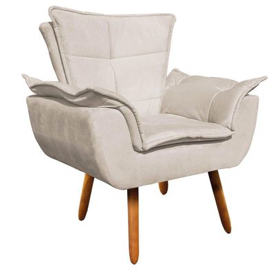 Kit 1 Namoradeira e 1 Poltrona Opala Suede Bege - Drossi