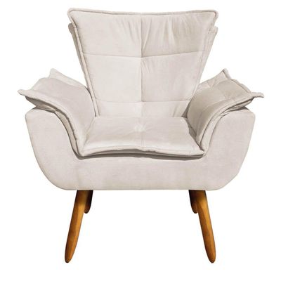 Kit 1 Namoradeira e 1 Poltrona Opala Suede Bege - Drossi