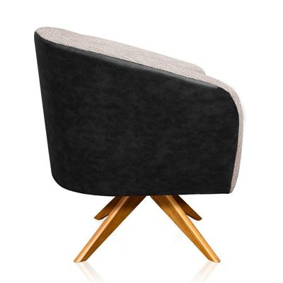 Kit 02 Poltronas Giratória Stella Preto Fino Bege A27
