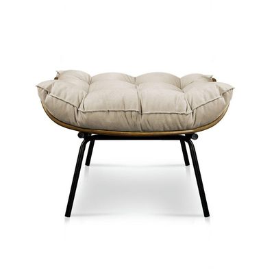 Puff Costela Suede Bege Base Metal