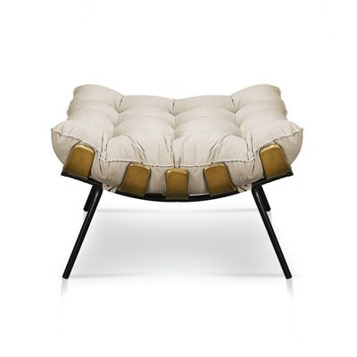 Puff Costela Suede Bege Base Metal
