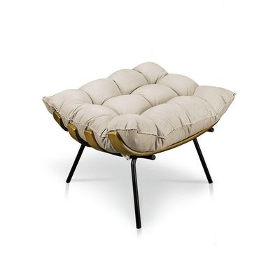 Puff Costela Suede Bege Base Metal