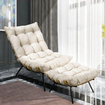 Puff Costela Suede Bege Base Metal
