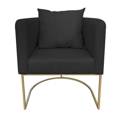 Kit 02 Poltronas Paola Linho Base Metálica Dourado D´rossi