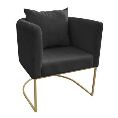 Kit 02 Poltronas Paola Linho Base Metálica Dourado D´rossi