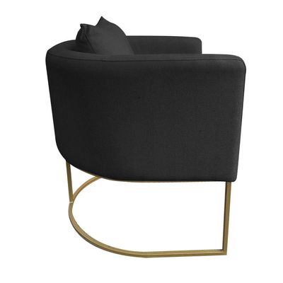 Kit 02 Poltronas Paola Linho Base Metálica Dourado D´rossi