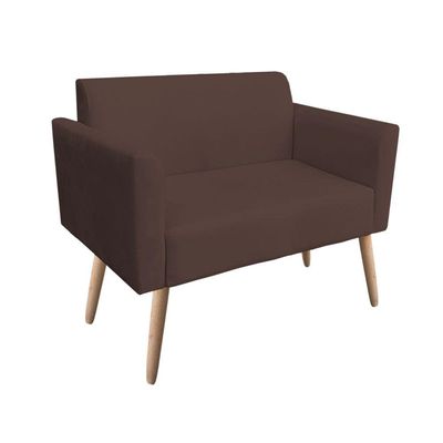 Kit 01 Namoradeira e 02 Poltronas Marisa Suede Pés Palito