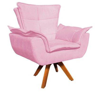 Kit 01 Namoradeira e 01 Poltrona Giratória Opala Suede Rosa