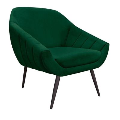 Kit 02 Poltronas Giovana Suede Pés Palito Ferro Verde