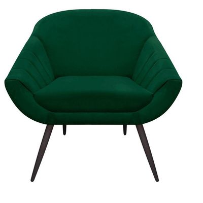 Kit 02 Poltronas Giovana Suede Pés Palito Ferro Verde