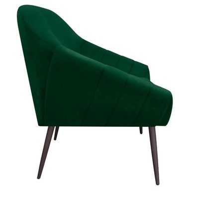 Kit 02 Poltronas Giovana Suede Pés Palito Ferro Verde