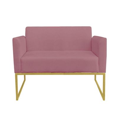 Kit 01 Namoradeira E 02 Poltronas Metálica Dourado Rose