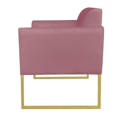 Kit 01 Namoradeira E 02 Poltronas Metálica Dourado Rose