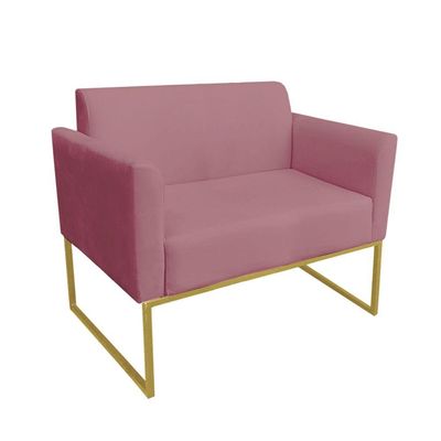 Kit 01 Namoradeira E 02 Poltronas Metálica Dourado Rose