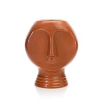 Vaso Decorativo Rosto Em Cerâmica Terracota 18x14 Cm - D'rossi