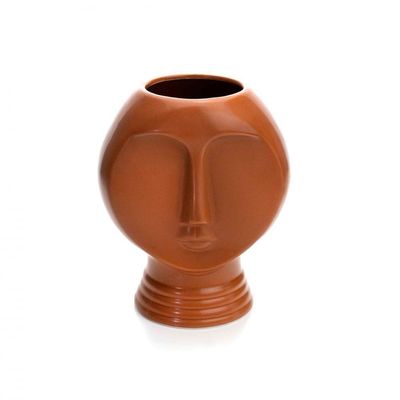 Vaso Decorativo Rosto Em Cerâmica Terracota 18x14 Cm - D'rossi